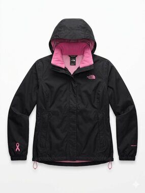 The North Face Pink Ribbon DryVent Rain Jacket XL Black Women's